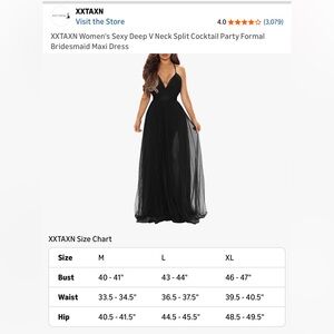 Women's Black Deep V Neck Maxi Dress